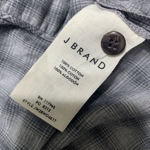 j brand womens gray plaid long sleeve button down top small - Picture 4 of 4